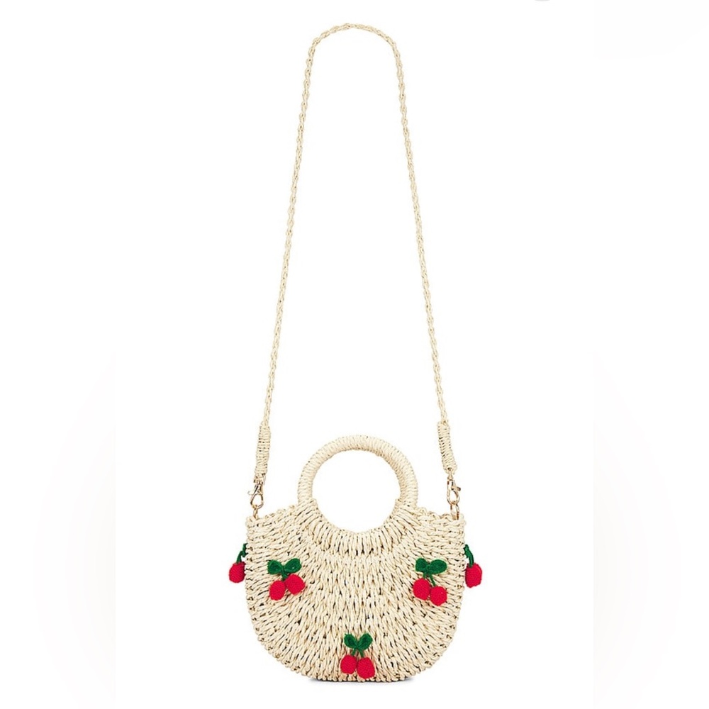 NWOT Petit Moments Raffia Cherry Bag